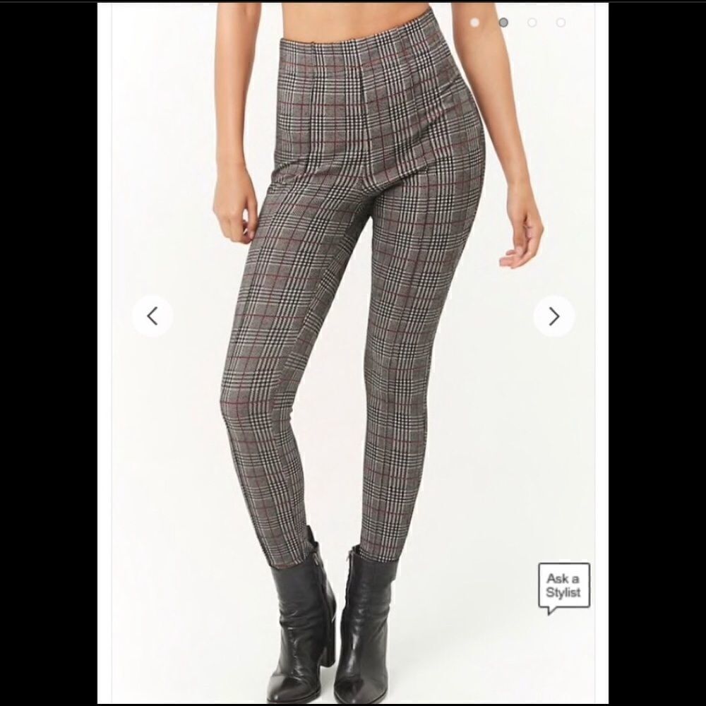 2/$20 Forever 21 F21 Thick Plaid Leggings